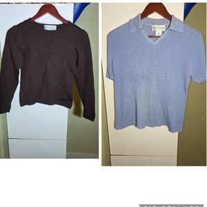 Vintage Principles (Hudsons Bay brand) brown ribbed periwinkle ribbed sweater S
